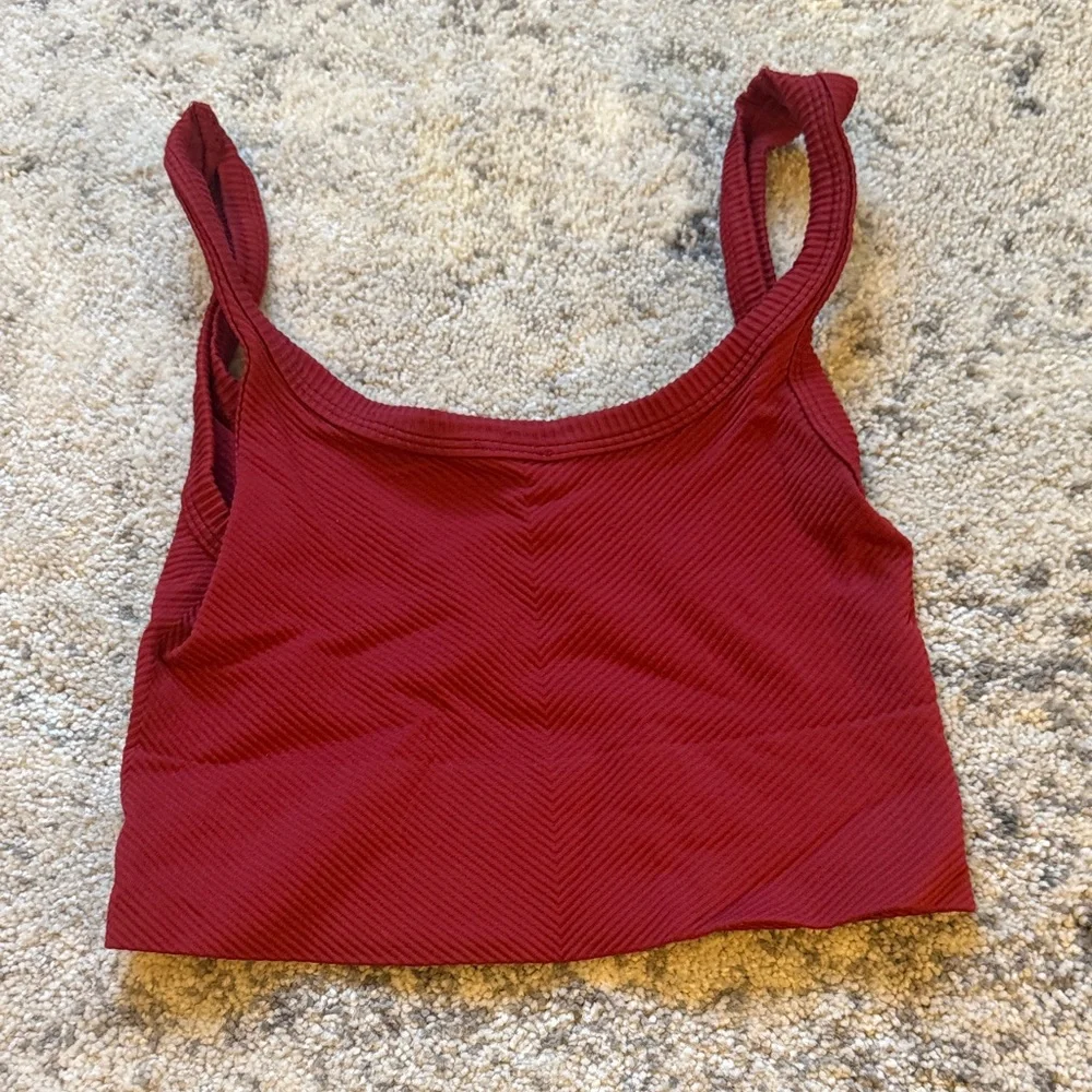 Red Ribbed Crop Top - Picture 1 of 2